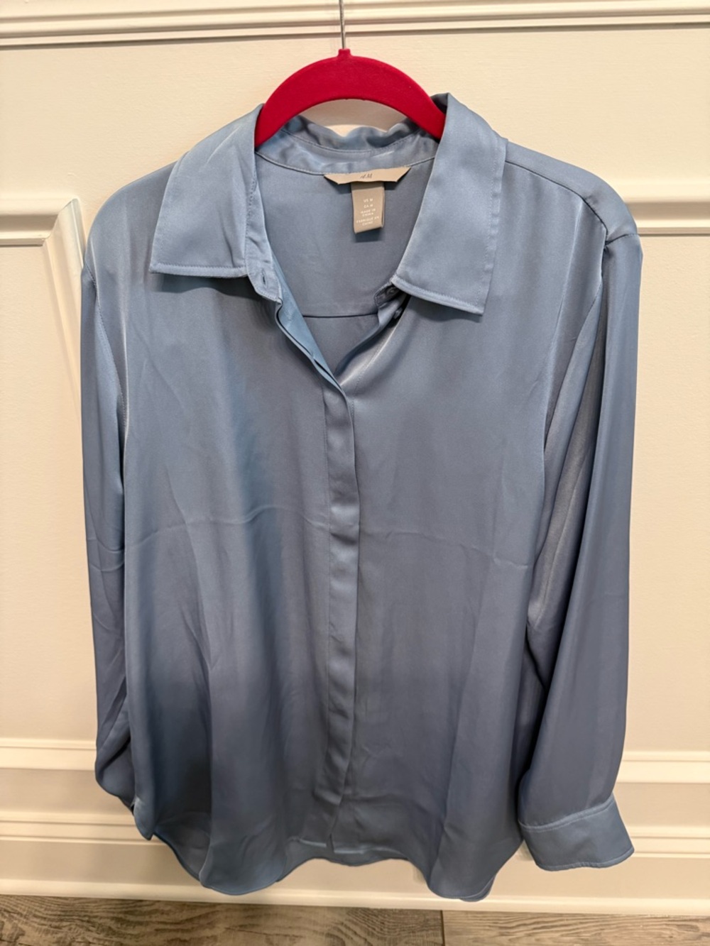 H&M Powder Blue Satin Button-Down Shirt
